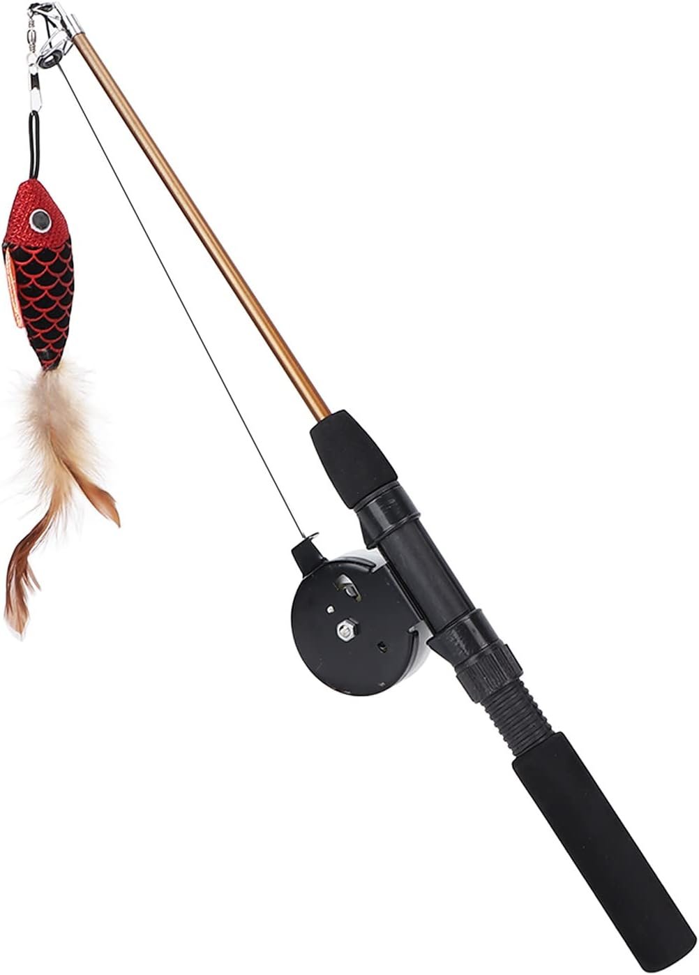Interactive Cat Teaser Wand Toys Retractable Fishing Pole Funny Cat Stick Playing Toy Pet Companion Cattraction Toys with Dangler for Indoor Cats Kitten Play Chase Exercise