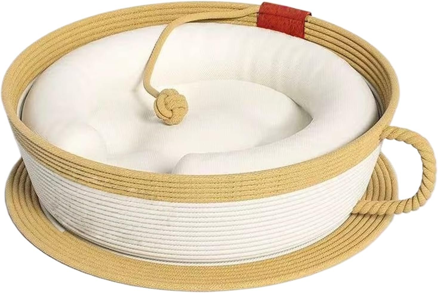 Cat Nest Bed - Scratching Basket Coffee Cup Shape with Pad,Cotton Rope Woven Warm Pet Sleeping Bed | for Living Room Study Home Garage Bedroom Indoor