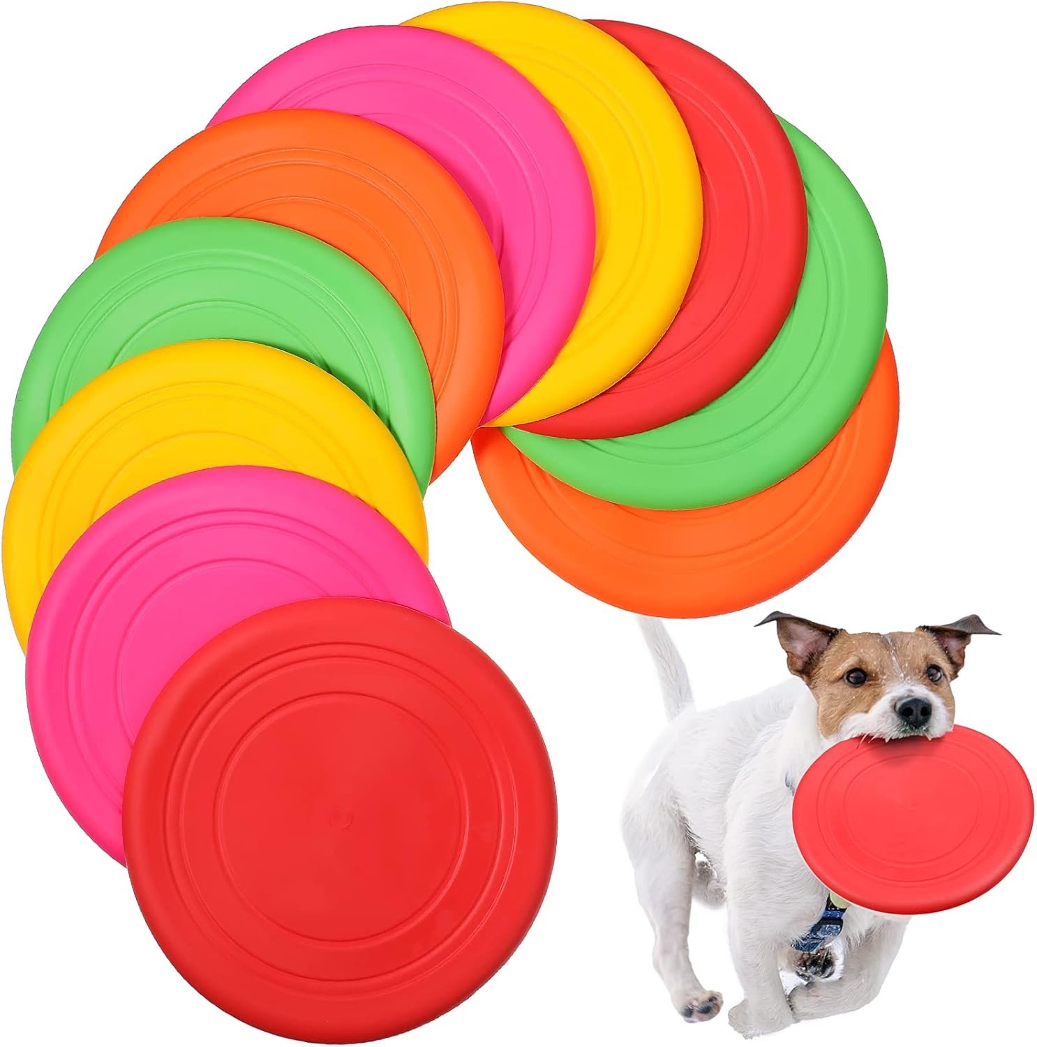 15 Pack Dog Flying Disc Silicone Puppy Toy Soft Dog Floating Saucer Indestructible React Faster Training Interactive Toys for Small Medium Puppy Outdoor Sport, 5 Colors