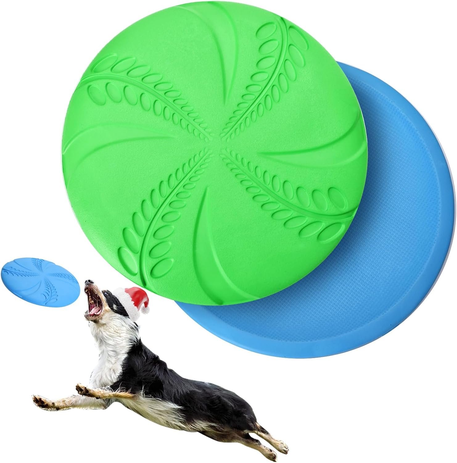 2 Pack Dog Flying Disc Flexible Floatable Dog Disc Toy for Long-Distance Flies and Floats, Lightweight Soft Flying Discs Toy for Small Medium Large Dogs to Fetch & Catch, Blue & Green
