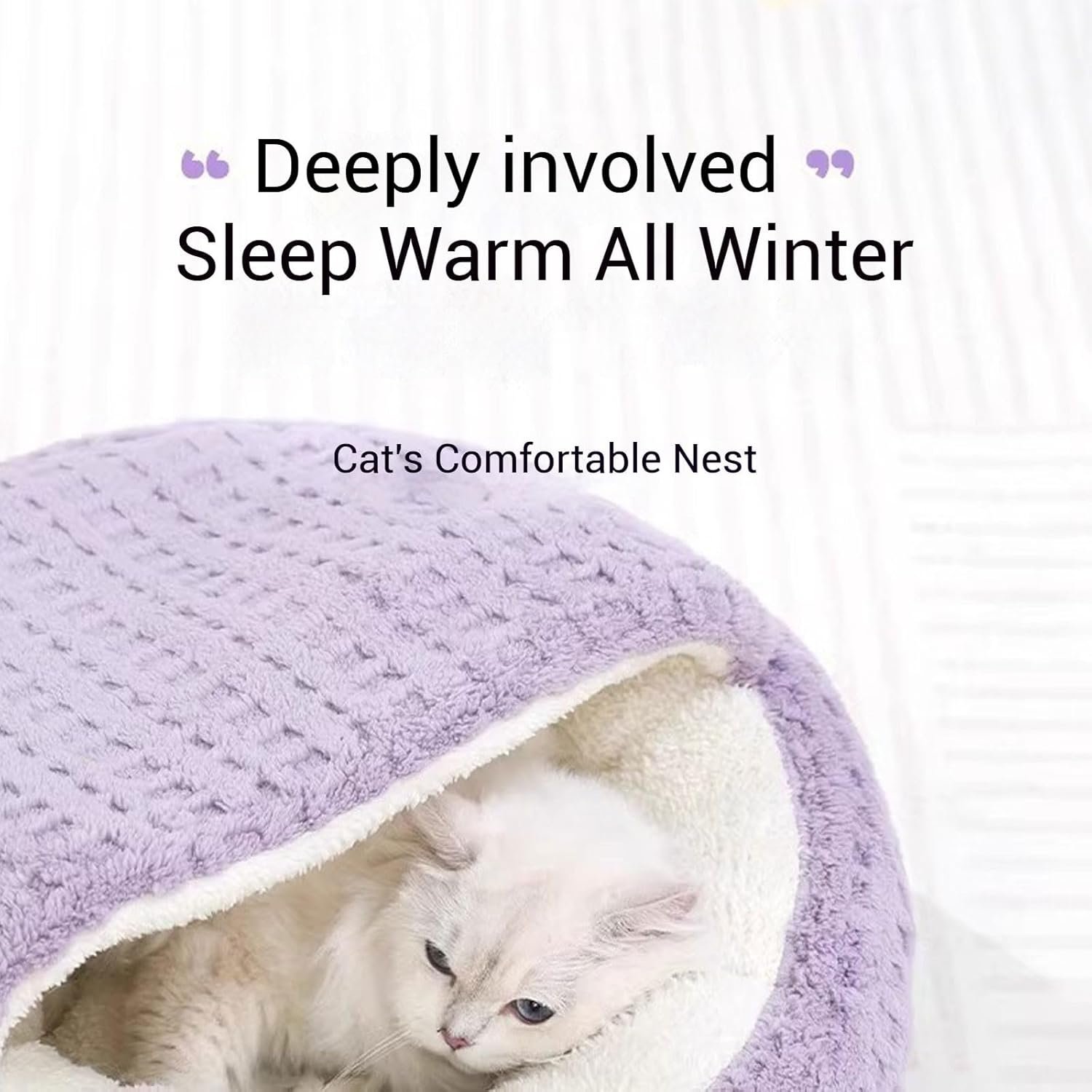 Hooded Semi Enclosed Shell Shaped Pet Nest, Plush Cat Bed Hooded, Plush Cat Bed, Cozy Warming Anti-Slip Small Dog Bed for Puppy and Kitten, Calming Sleeping, Machine Washable (Coffee, Small) - Image 2