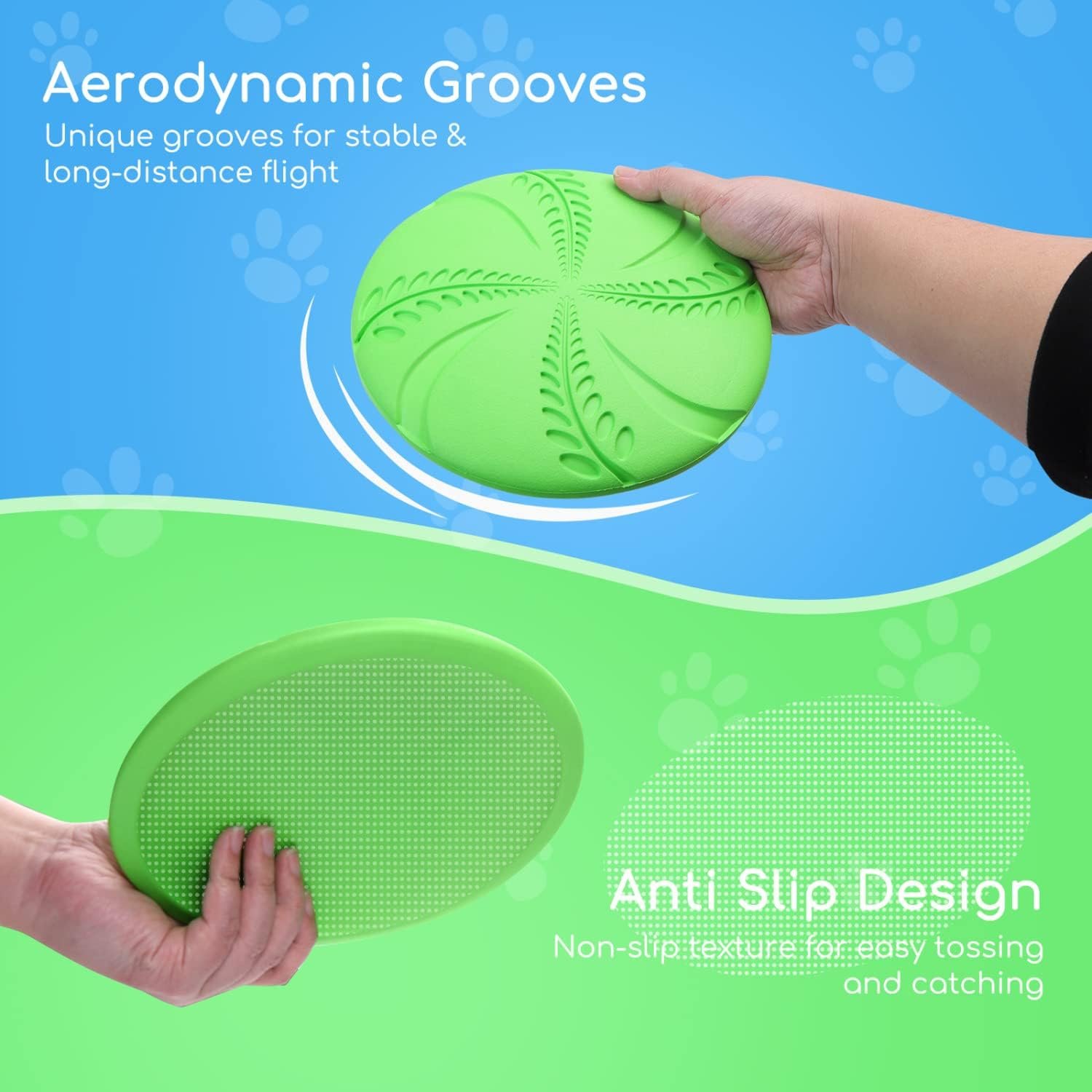 2 Pack Dog Flying Disc Flexible Floatable Dog Disc Toy for Long-Distance Flies and Floats, Lightweight Soft Flying Discs Toy for Small Medium Large Dogs to Fetch & Catch, Blue & Green - Image 2