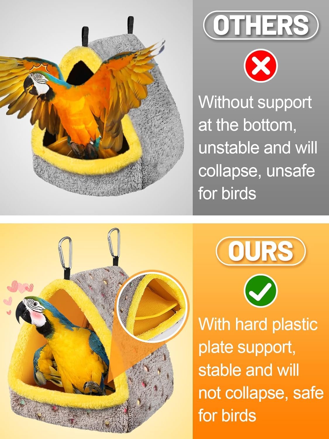 Large Winter Warm Bird Nest House, Comfortable Bird Bed for Cage with Mat, Hanging Hammock Shed Hideaway Hut Gift for Macaws African Grey Amazon Parrots - Image 2